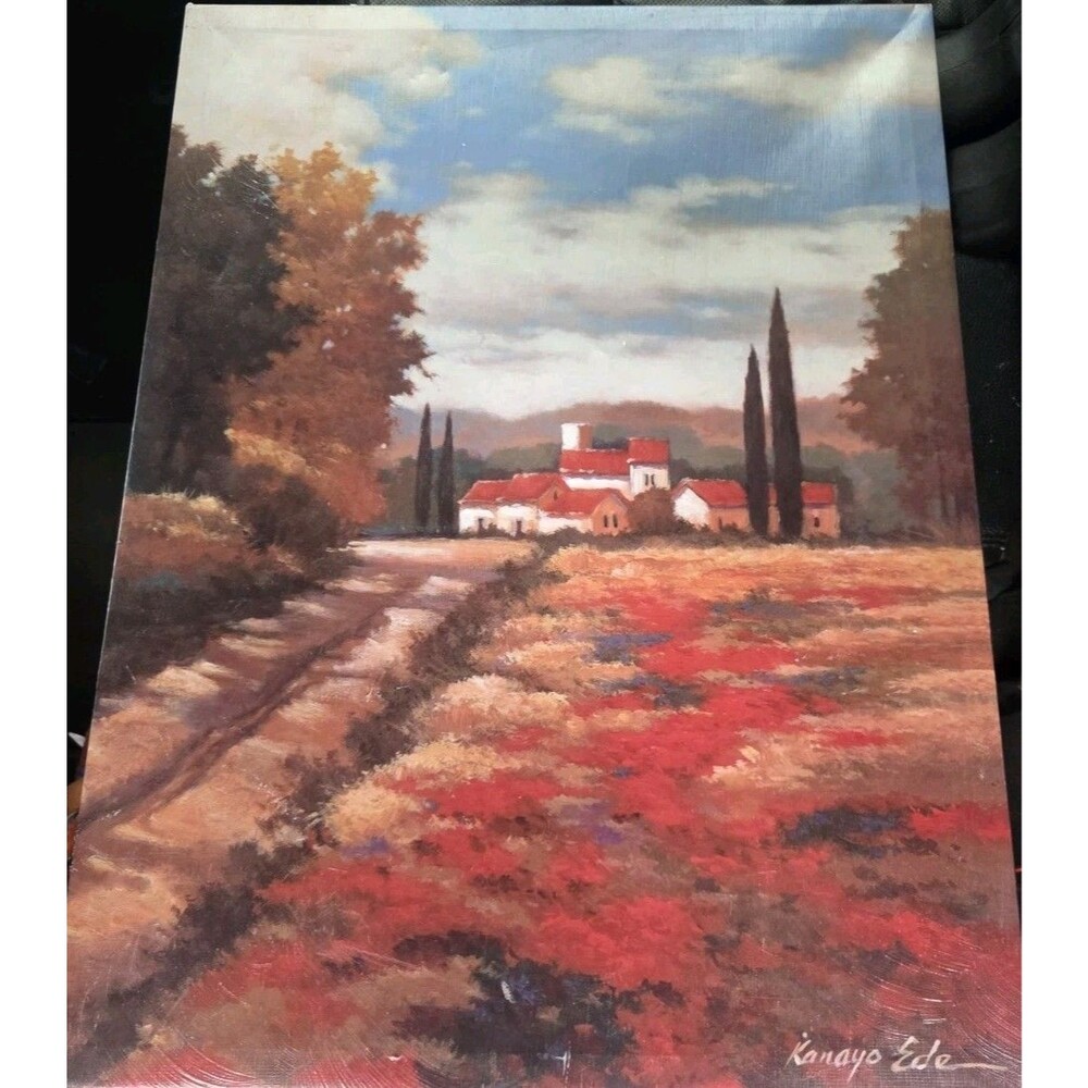Kanayo Ede Acrylic Landscape Painting El Pastoral/Vineyard Art Print Canvas Wall